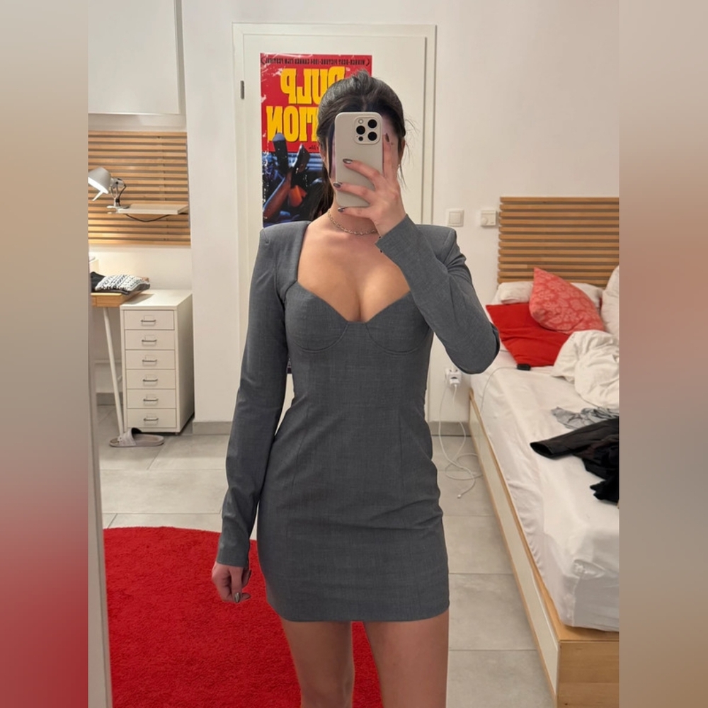 Zara Gray Short Fitted Dress